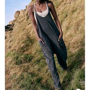 Free People Hot Shot Onesie Washed Black